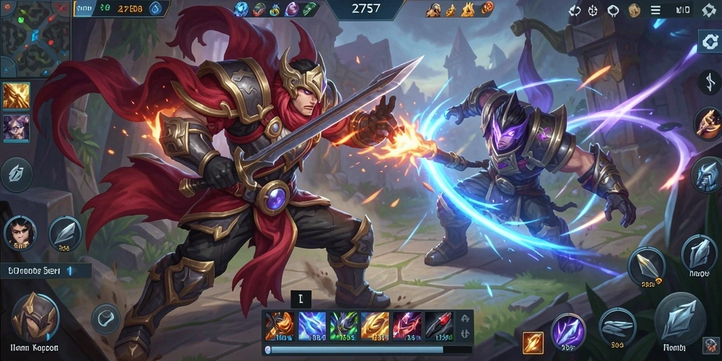 Gameplay intens di 2757 dengan pertarungan strategis MOBA.