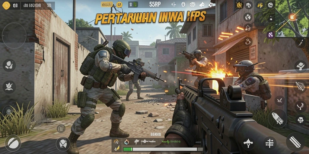 Tangkapan layar menampilkan aksi seru di 55RP saat pertempuran sengit berlangsung.