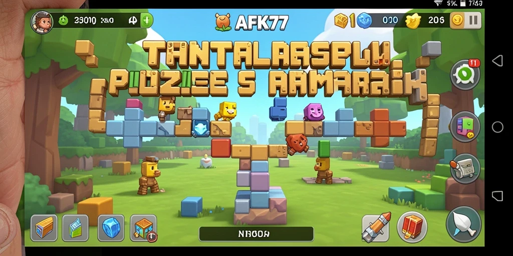 Screenshot gameplay AFK77 menampilkan momen seru saat menyelesaikan puzzle.