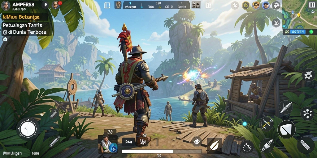 Tampilan gameplay Open World yang epik dan interaktif di AMPER88.