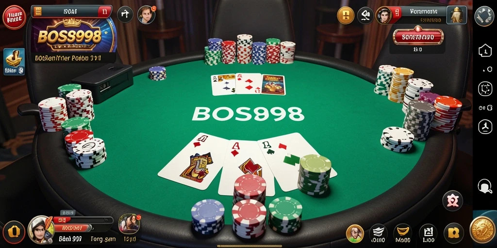 Menampilkan gameplay seru dalam permainan Poker BOS898.