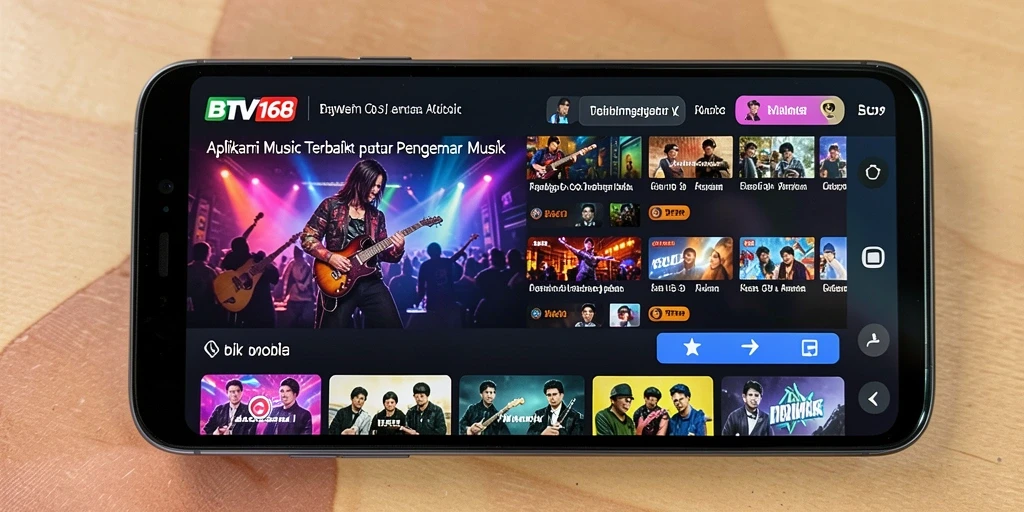Screenshot BTV168 menampilkan antarmuka menarik aplikasi musik.