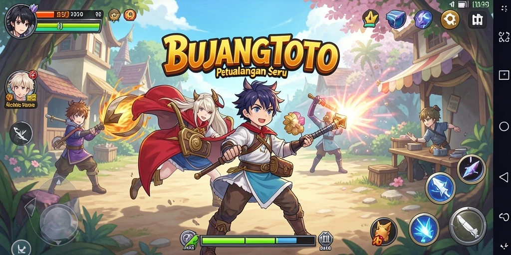 Tampilan gameplay seru dalam BUJANGTOTO dengan karakter anime.