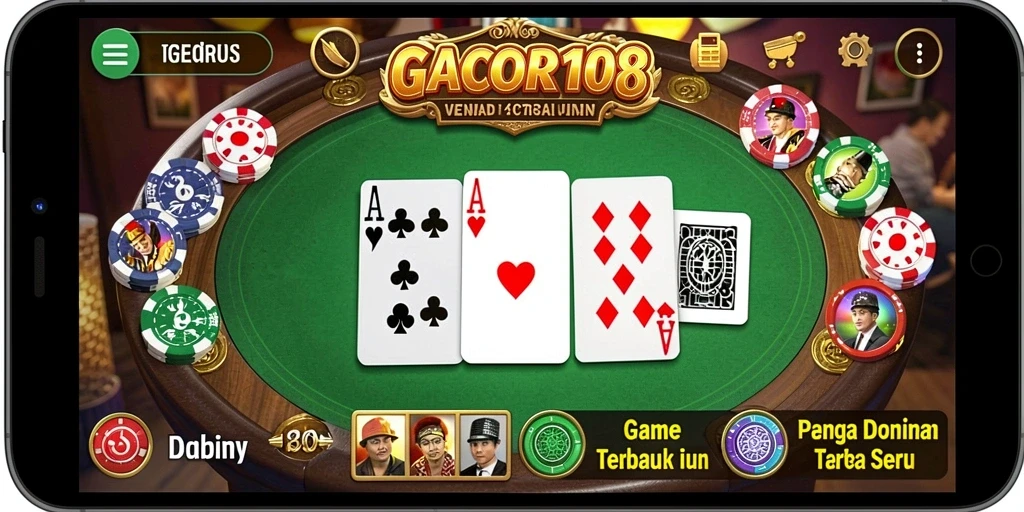 Tampilan gameplay seru GACOR108 yang menampilkan keseruan permainan domino.