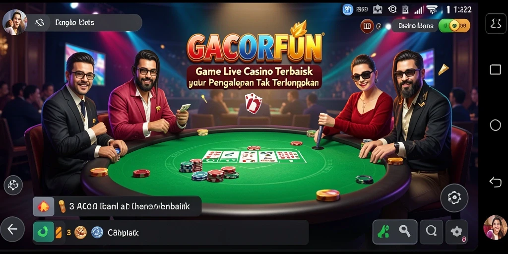 Tampilan GACORFUN saat bermain Live Casino dengan dealer profesional.