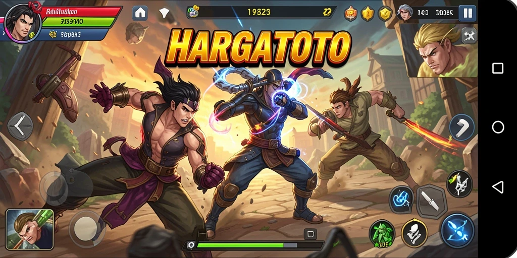 Gameplay seru HARGATOTO dengan pertarungan dinamis dan karakter unik.