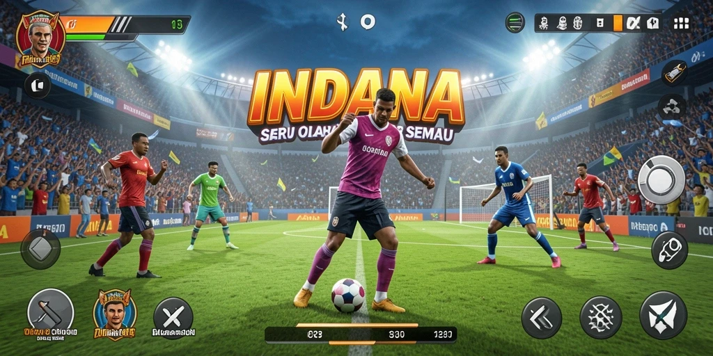 Tampilan gameplay seru dalam INDAAA, penuh aksi olahraga.