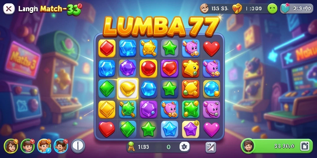 Tampilan gameplay seru LUMBA77 dengan kombinasi batu permata berwarna-warni.