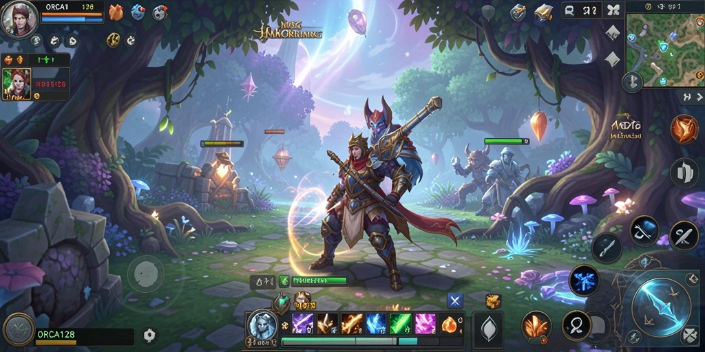 Tangkapan layar gameplay ORCA128 yang penuh aksi dan petualangan.