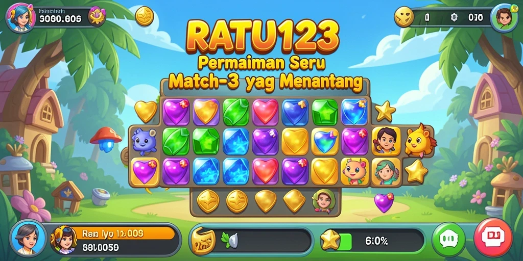 Tangkapan layar gameplay menarik dari RATU123 yang menampilkan aksi Match-3.