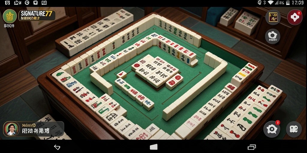 Screenshot utama SIGNATURE77 menunjukkan gameplay menantang Mahjong.