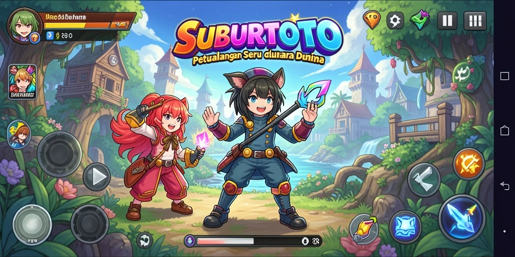 Tangkapan layar gameplay SUBURTOTO dengan karakter anime yang menawan.