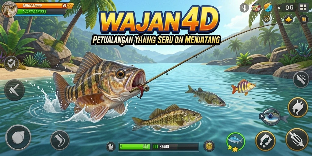 Tampilan gameplay WAJAN4D yang mendebarkan saat menangkap ikan.