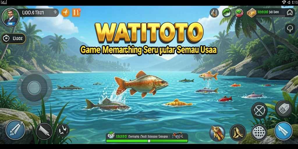 Screenshot menampilkan pemain menangkap ikan besar di WATITOTO.