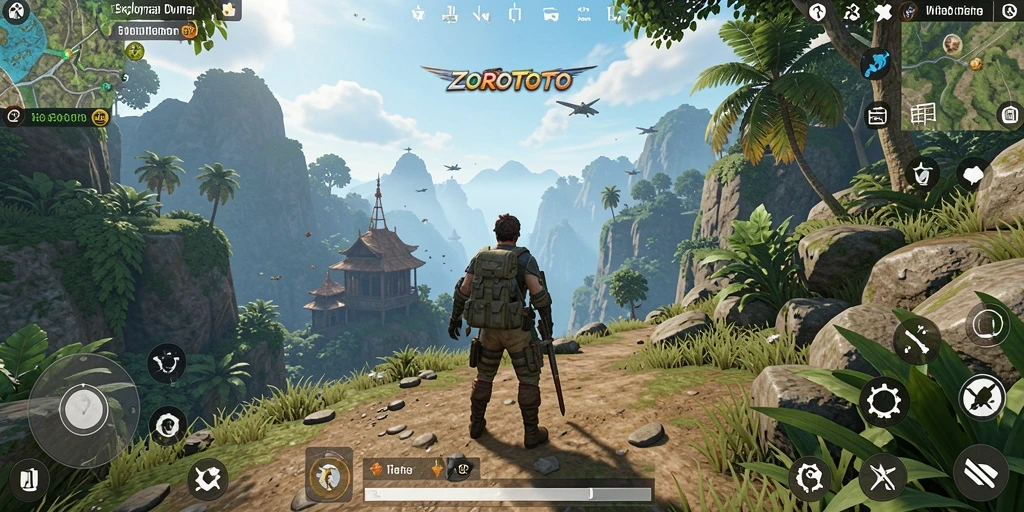 Screenshot gameplay ZOROTOTO yang menunjukkan petualangan seru di dunia terbuka.